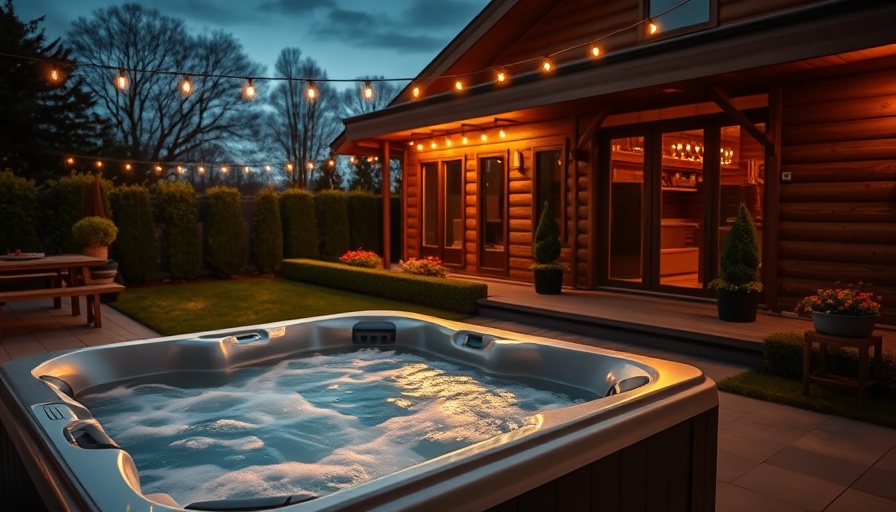 Modern hot tub on patio at sunset, best hot tubs for 2025.