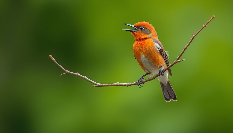 Songbird singing on a branch in bird song neighborhoods.