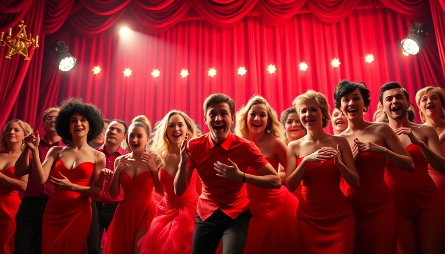 Vibrant Broadway scene of Boop cast performing on stage.