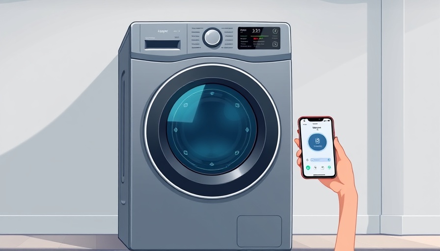 SmartThings Laundry Features illustrated with smart washer and user interface.