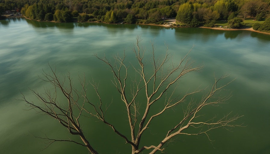 Aerial view of polluted lake in Mendota Heights.