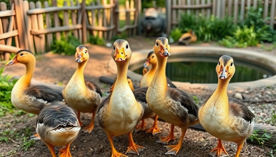 Call ducks in a fenced enclosure near a pond, managing illness setting.