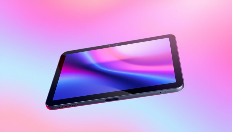 Sleek modern Android tablet with camera, vibrant background