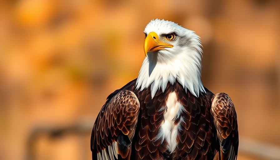 Majestic bald eagle perched in a natural setting, bird with bands.