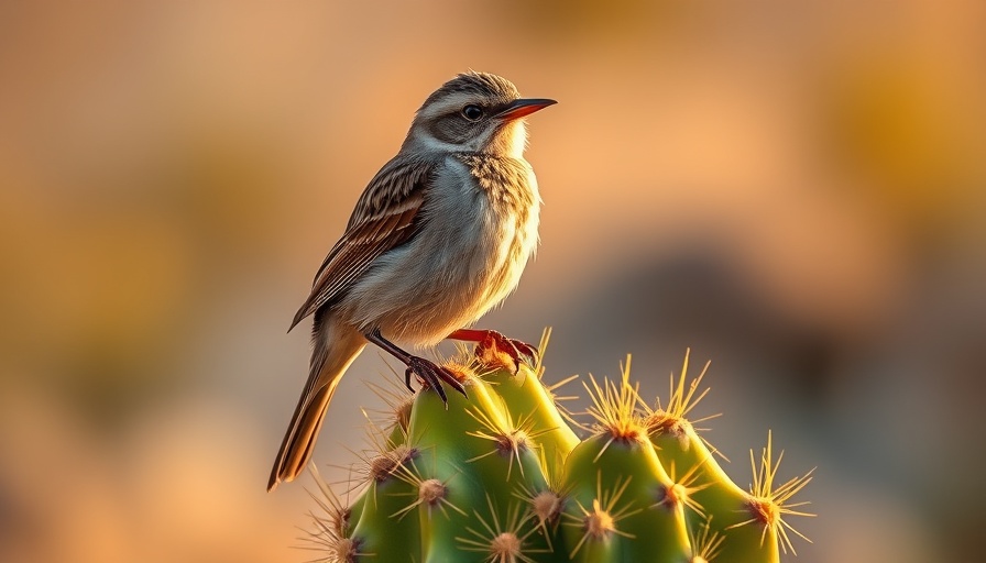 Cactus Wren Arizona State Bird perched on cactus in desert.