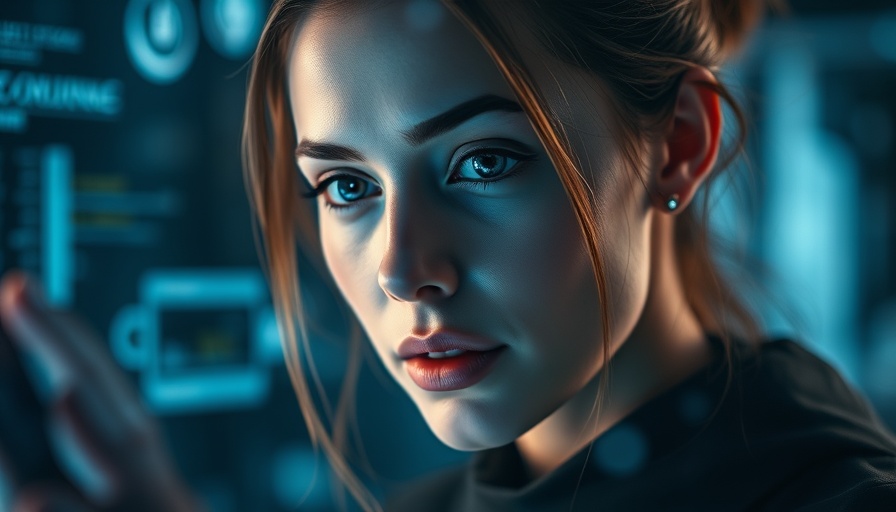 Woman using virtual interface for AI search traffic analytics