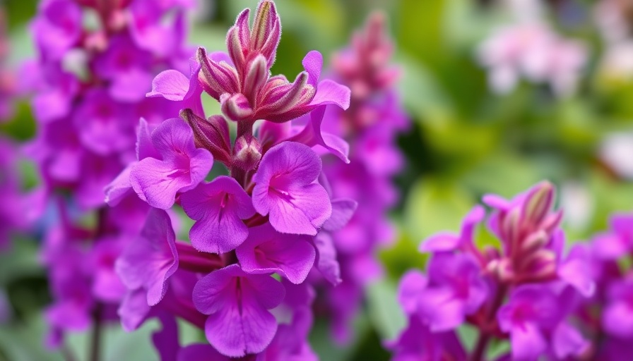 Purple salvia flowers in bloom, an example of heat-tolerant plants.