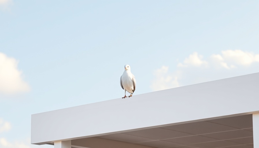 Seagull on a carport roof illustrating tips for keeping birds away.