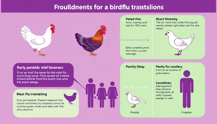 Food Safety Laws illustration showing bird flu spread from poultry to humans.