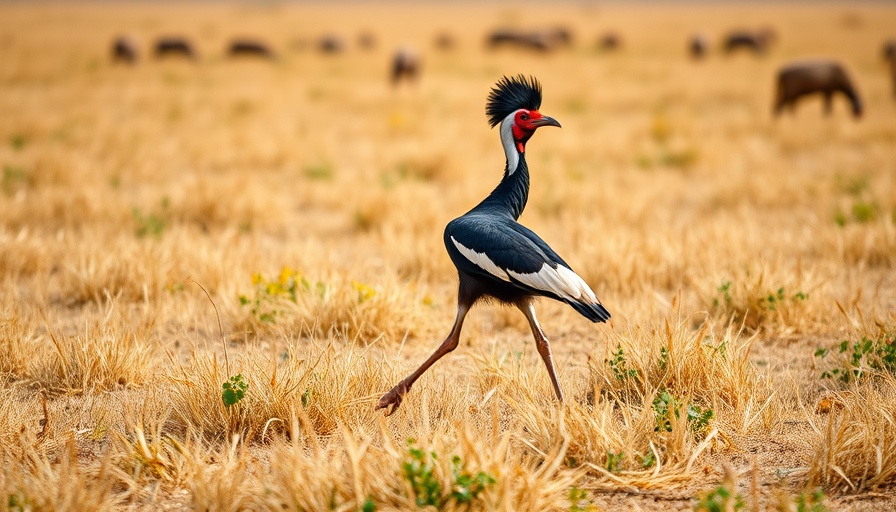 Secretarybird: Eagle on Stilts walking through savannah