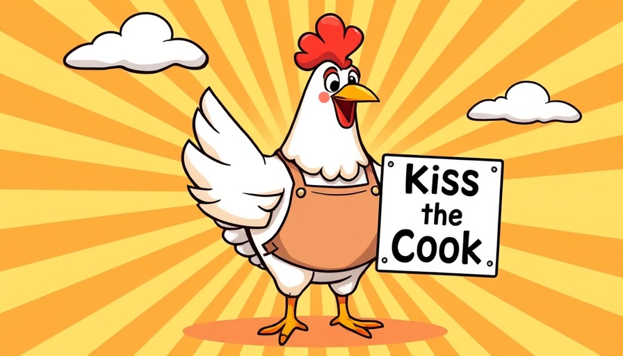 Cartoon chicken in apron, humorous poster, Bird Enthusiasts in Argentina