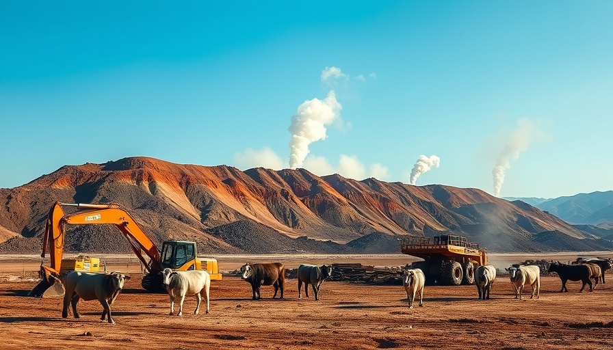 Understanding Methane Greenhouse Gas: Landfill with cows and excavators.
