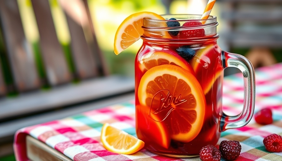 Vibrant homemade sangria recipe with fresh fruits in a mason jar.