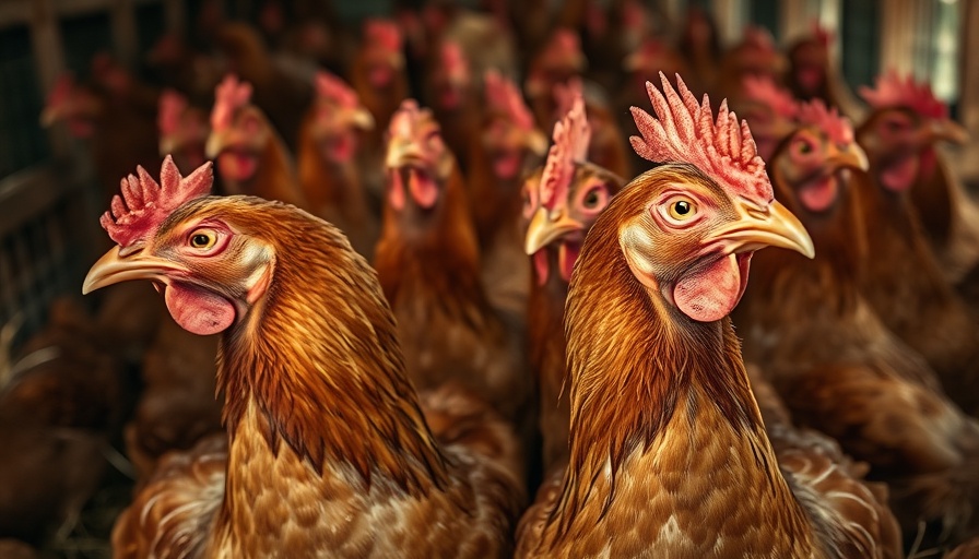 Brown chickens in a coop, conveying bird flu outbreak alertness.