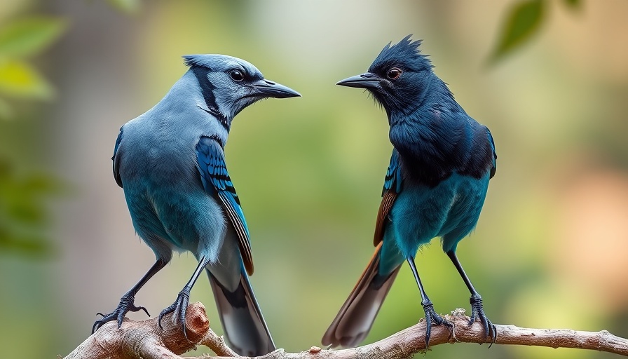 Comparison of Blue Jay and Steller's Jay showing plumage differences.