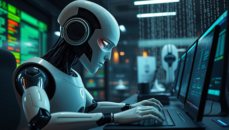 AI robot in tech office typing, showcasing AI First Fund for Investing in AI-Native Startups