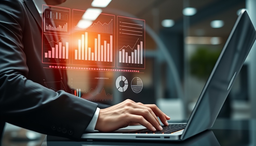 AI Enhanced Healthcare Access: Professional using laptop with data overlay