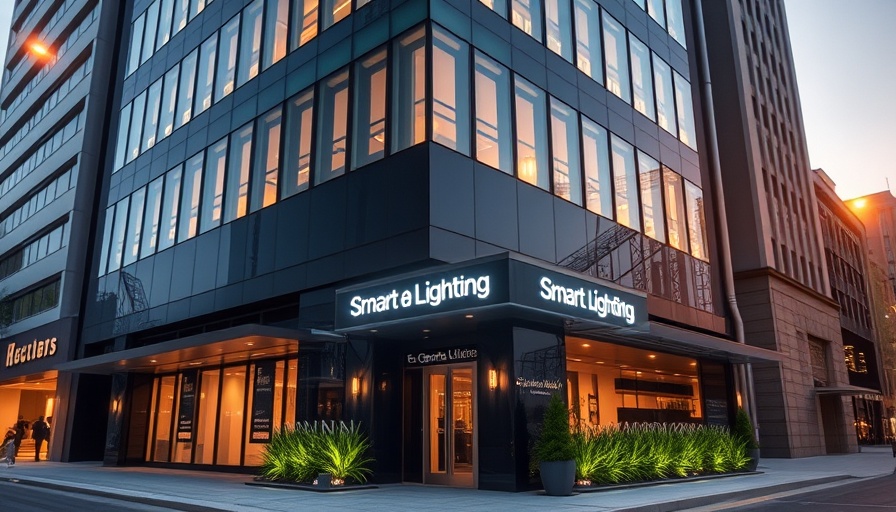 Contemporary building with smart lighting showcasing urban design.