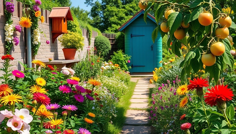 Lush garden with flowers, birdhouse, and compost bin, illustrating common garden worries.