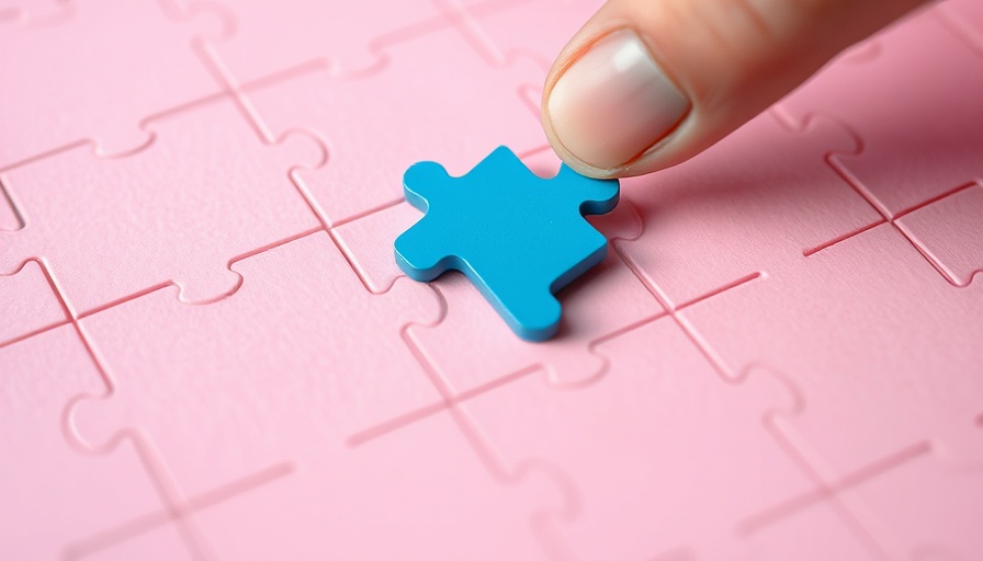 Close-up of a hand placing a blue puzzle piece in a pink puzzle, symbolizing support solutions.