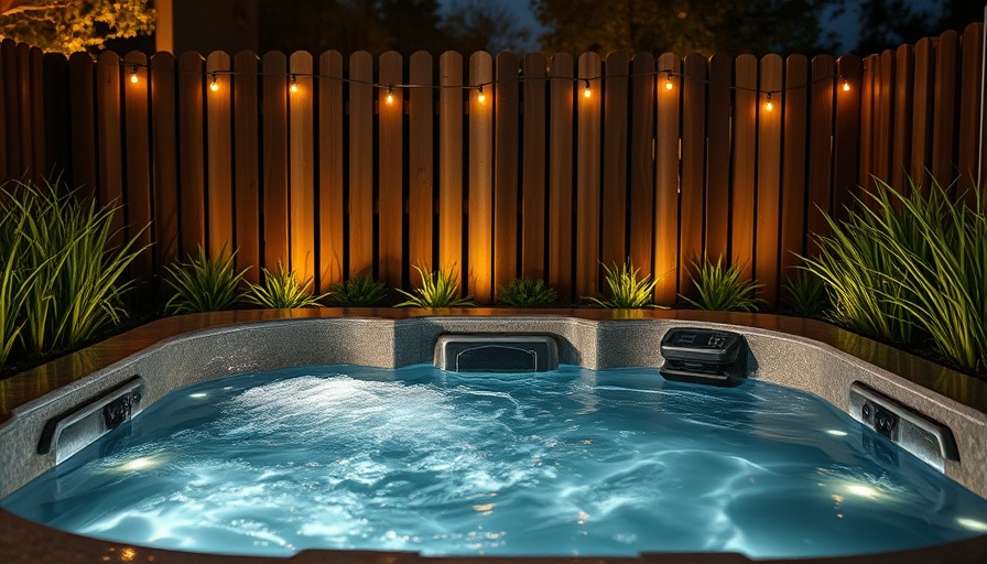 Modern custom spa tub, serene night ambiance