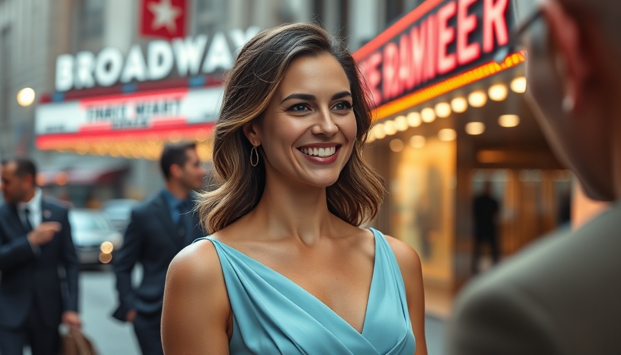 Interview with Mamma Mia Broadway cast member in front of theater.