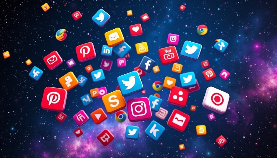 Colorful social media icons depicting account migration