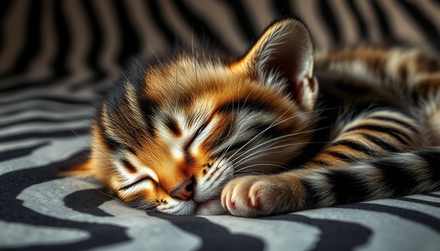 Sleeping tabby kitten on zebra blanket with '200 Boy Cat Names' text.