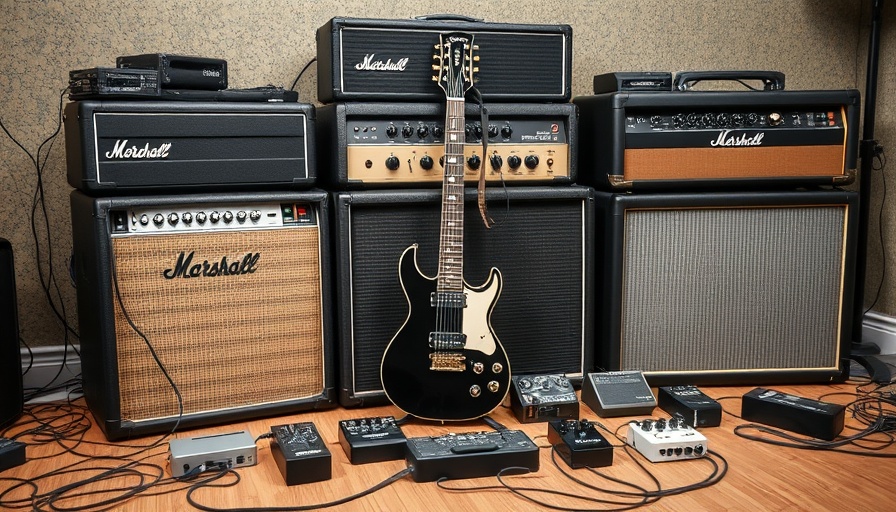 CE Pro All Star Band Guitar Players gear with amplifiers and guitar.