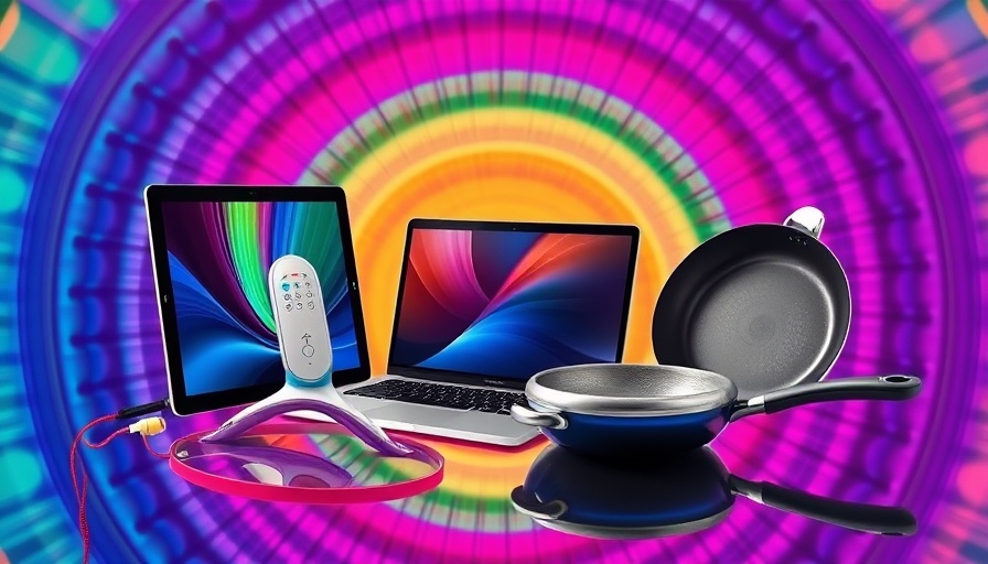 Vibrant collage of WIRED-tested tech and kitchen gear for Labor Day sales.