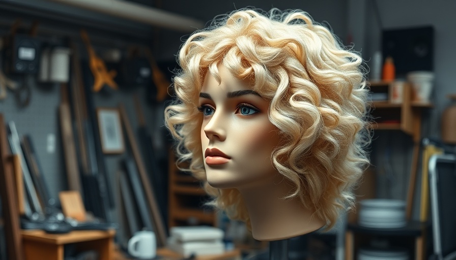 Blonde wig maintenance in theater setting on mannequin.