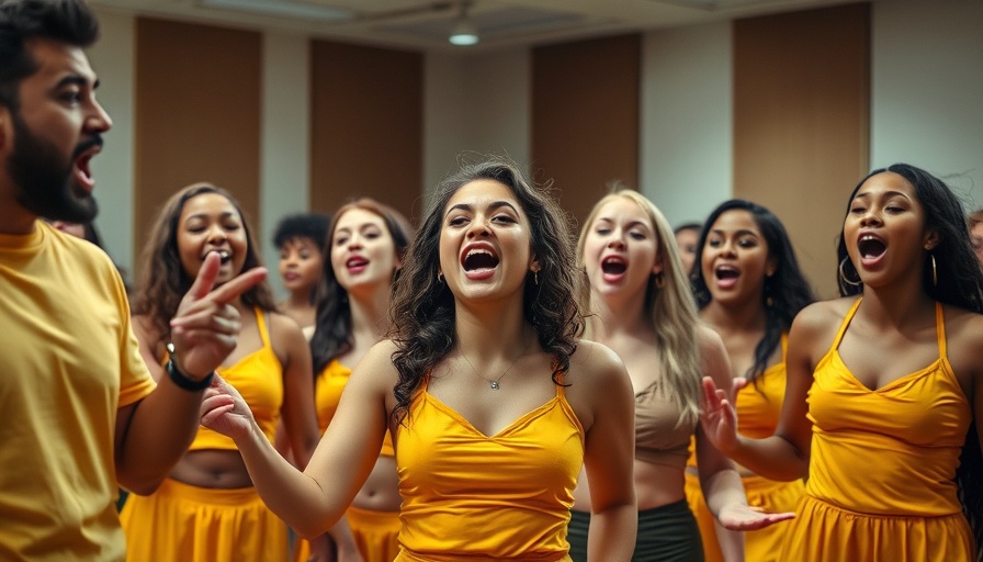 Energetic performers rehearsing for Hercules the Musical Cruise Ship.