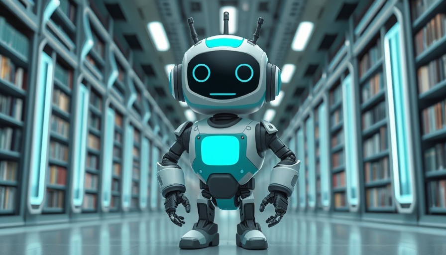 Cartoon robot in digital library, Xbox cross-device library concept