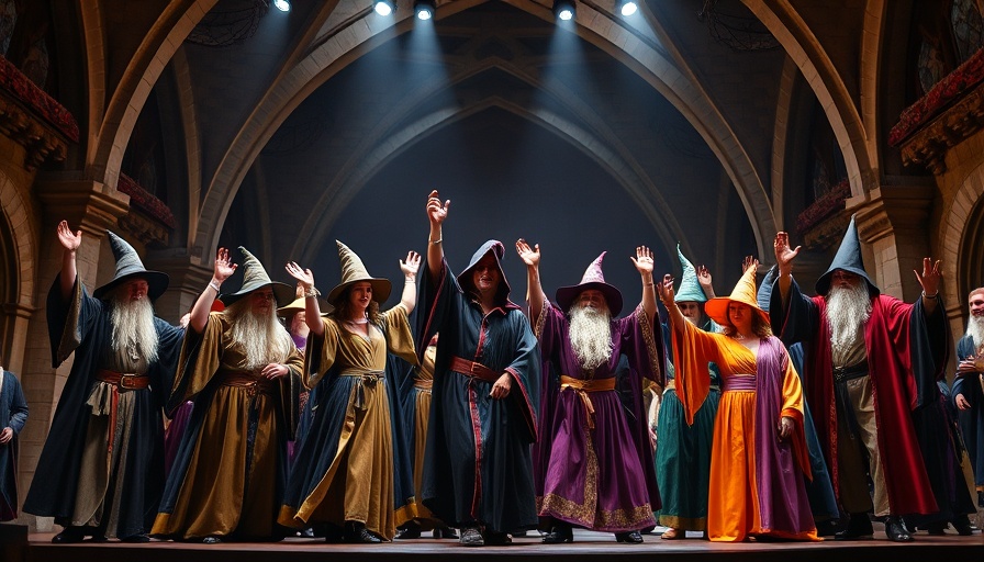 Boston Fall Theater 2025 vibrant stage performance with actors in wizard costumes.