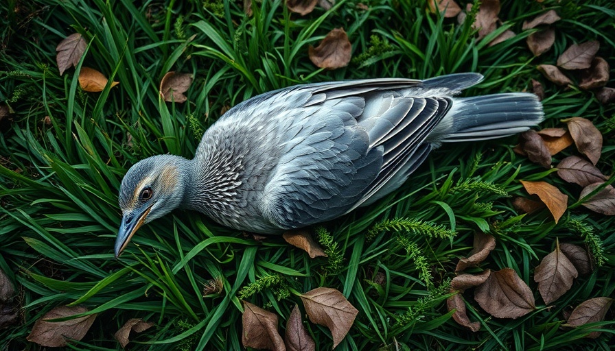 Avian Flu in Oliver scene with a lifeless bird on grass.