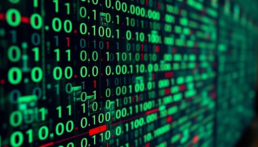 Abstract digital binary illustration representing a risk-based AI platform in healthcare.