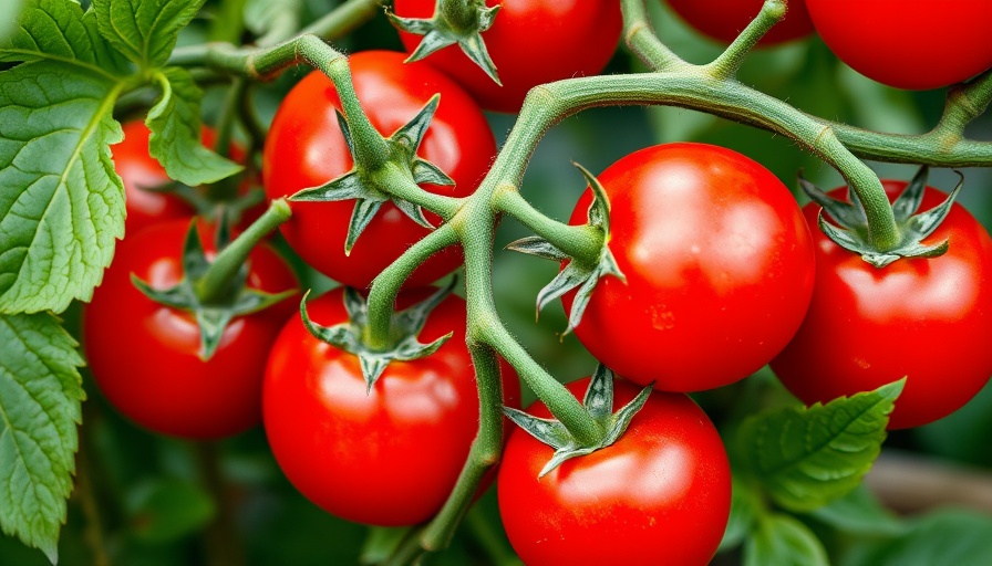 Close-up of ripe red cherry tomatoes on a vine