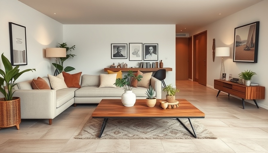 Large format vs subway tile: Modern living room with elegant decor.