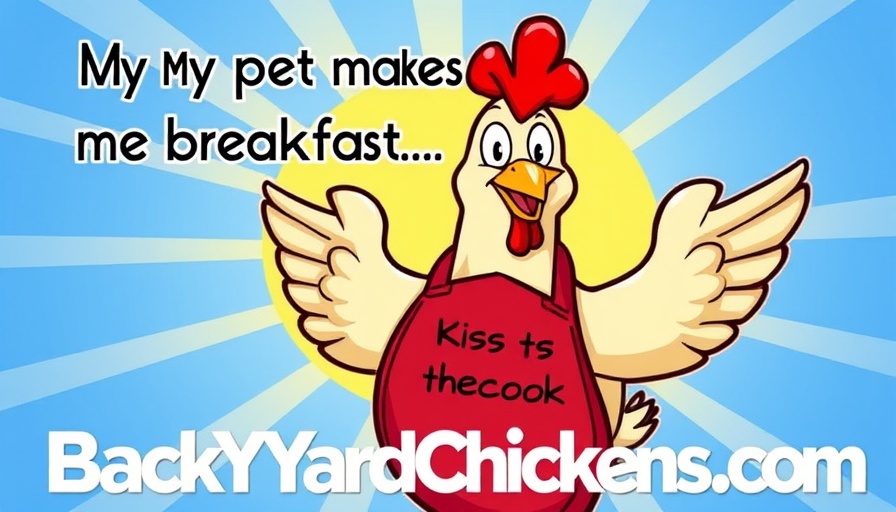 Backyard chicken health forum cartoon promoting breakfast.