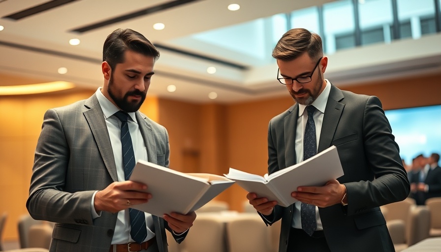 Men reading brochures at smart home innovations conference 2025.