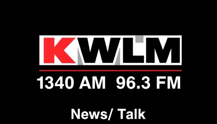 KWLM radio logo highlighting news talk stations.