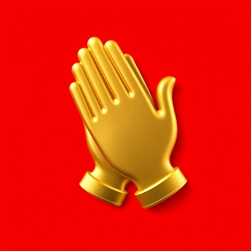 Gold hand clapping icon on a vibrant red background.