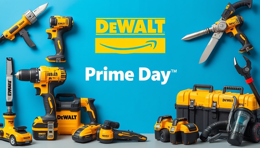 DeWalt Tool Deals Prime Day promotional image with various tools.