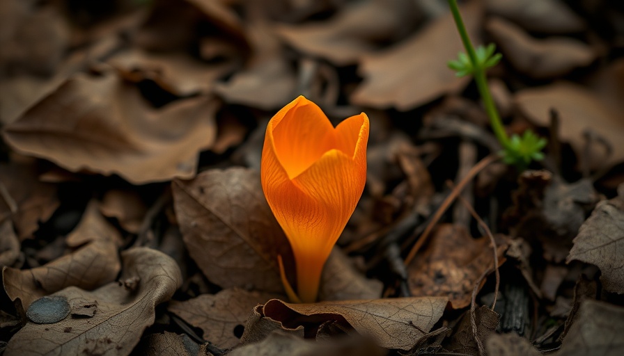 Delicate orange fairy lantern flower amid forest leaves, rediscovered.