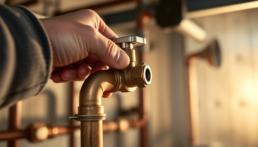 Adjusting a valve on copper pipes for winterization preparation.