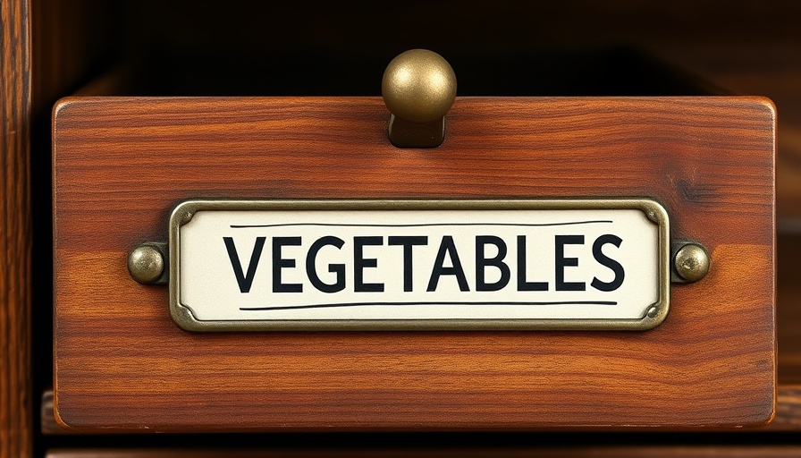 Vintage seed library drawer labeled 'VEGETABLES' for starting a seed library this fall.