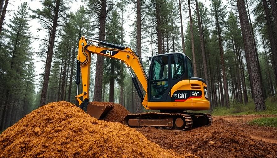 CAT 303.5 CR Mini Excavator boosting productivity in a forest setting