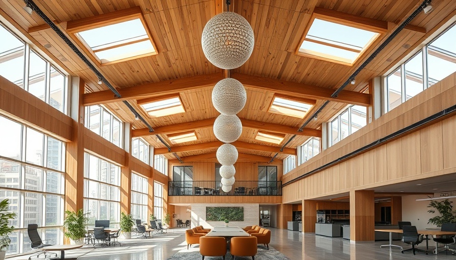 Spacious modern office at Mother LA headquarters with wooden ceiling.