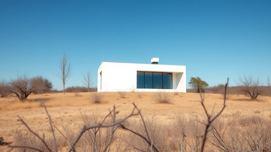 Modern house with bare surroundings under clear sky in North Haven