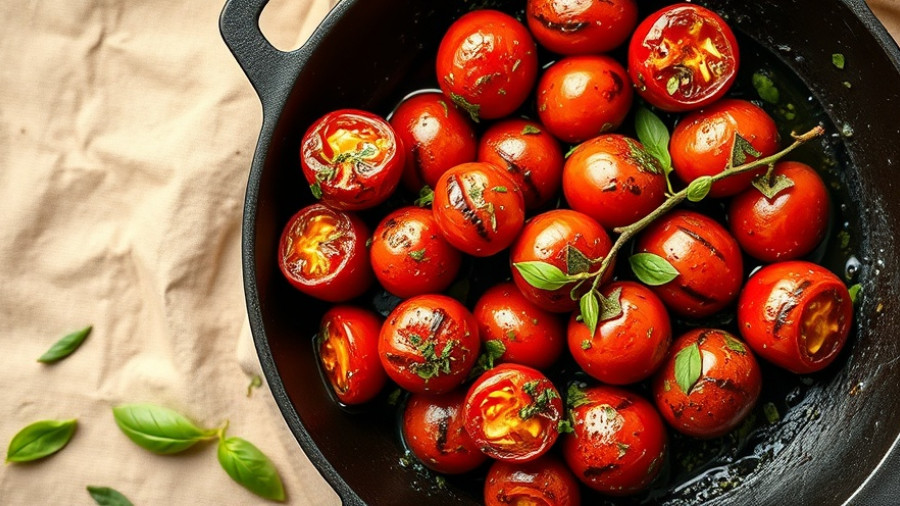 Grilled cherry tomatoes recipe with fresh herbs.